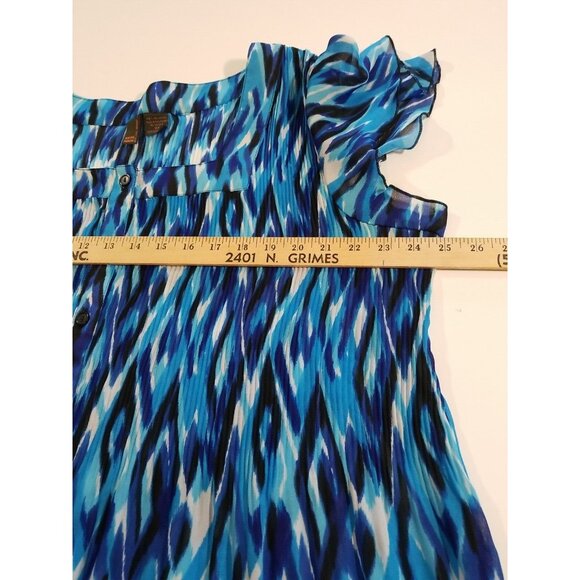 Serenade VTG Blouse Women's 3X Stretch Crinkle Short Sleeve  Square Neck Button - Picture 5 of 8